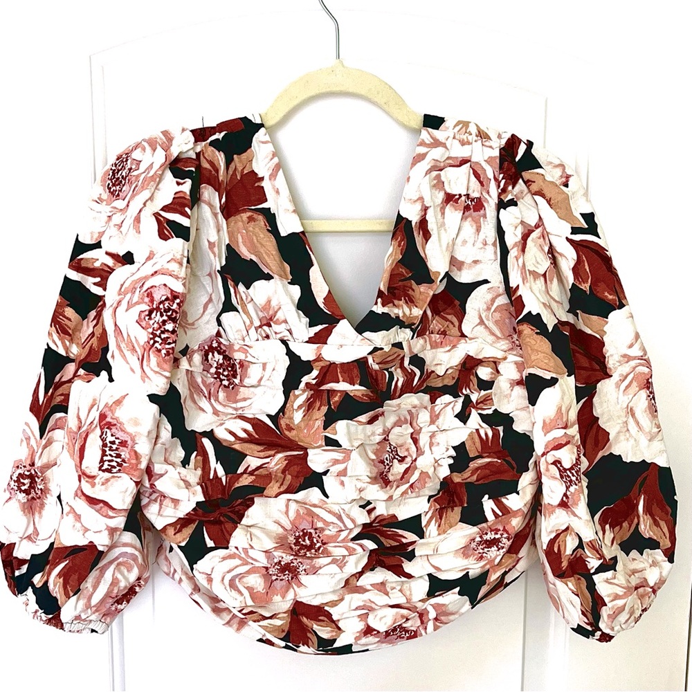 Express Floral Crop Puffy Arm SzL